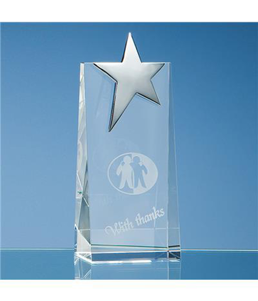 Picture of Crystal Rectangle with Silver Star