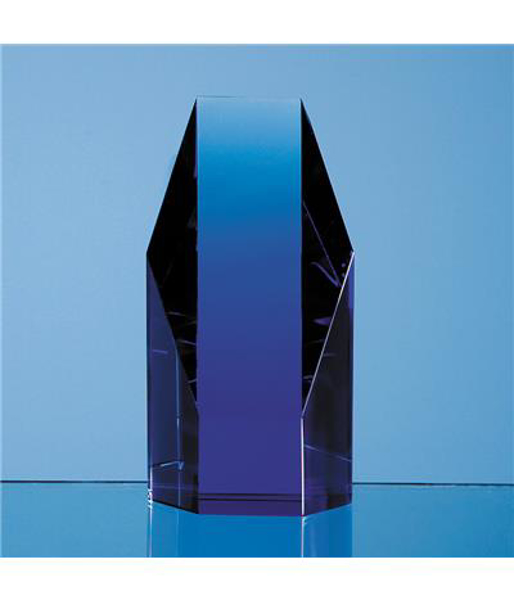 Picture of Sapphire Blue Optical Crystal Hexagon Award