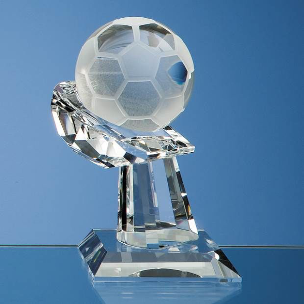 Picture of Optical Crystal Football Mounted on a Hand Award